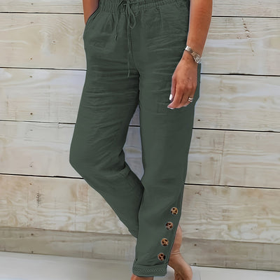 Linnea™ – Tailored Slim Straight Cotton Trousers