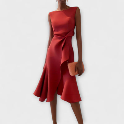 Juliette – Asymmetrical Midi Dress with Draped Design