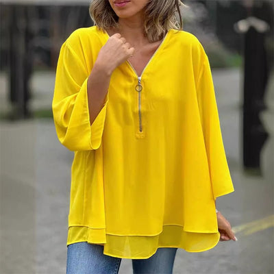 Lorelai | Zippered Chiffon Blouse