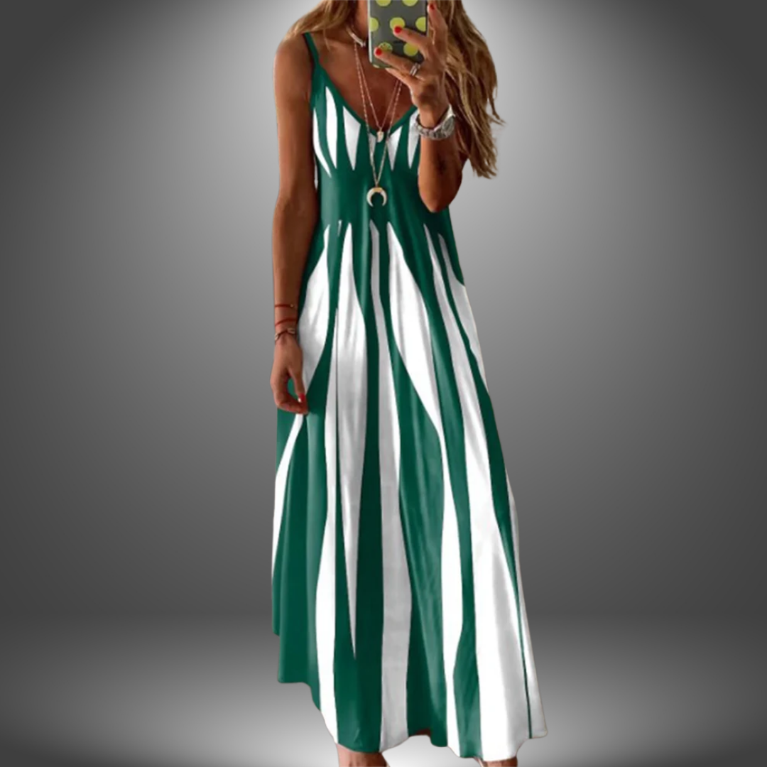 Aria - Chic Sleeveless Striped Maxi Dress