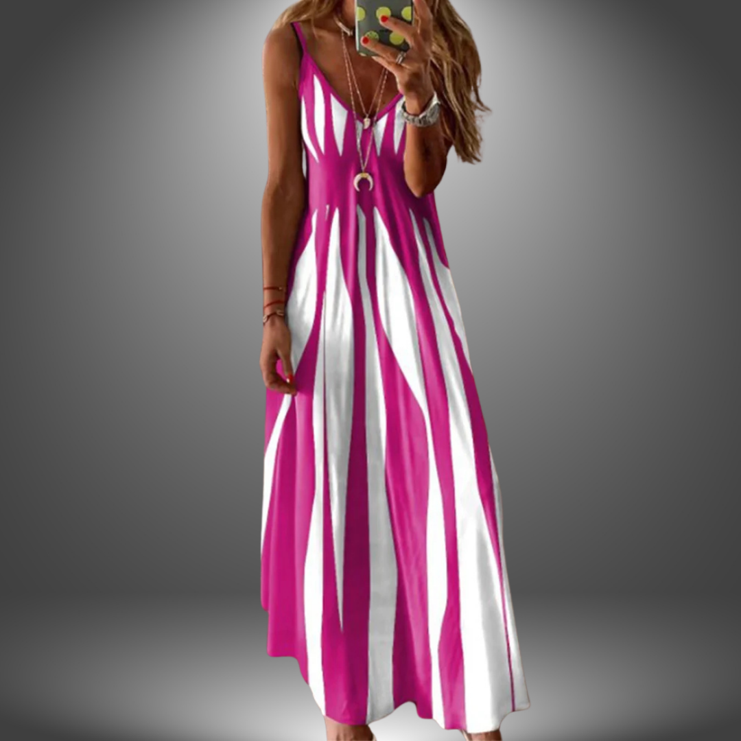 Aria - Chic Sleeveless Striped Maxi Dress