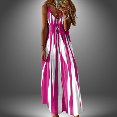 Aria - Chic Sleeveless Striped Maxi Dress