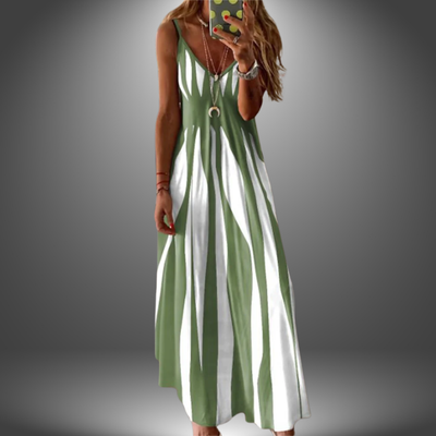 Aria - Chic Sleeveless Striped Maxi Dress
