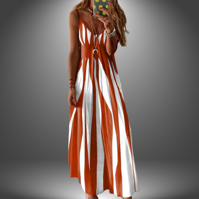 Aria - Chic Sleeveless Striped Maxi Dress