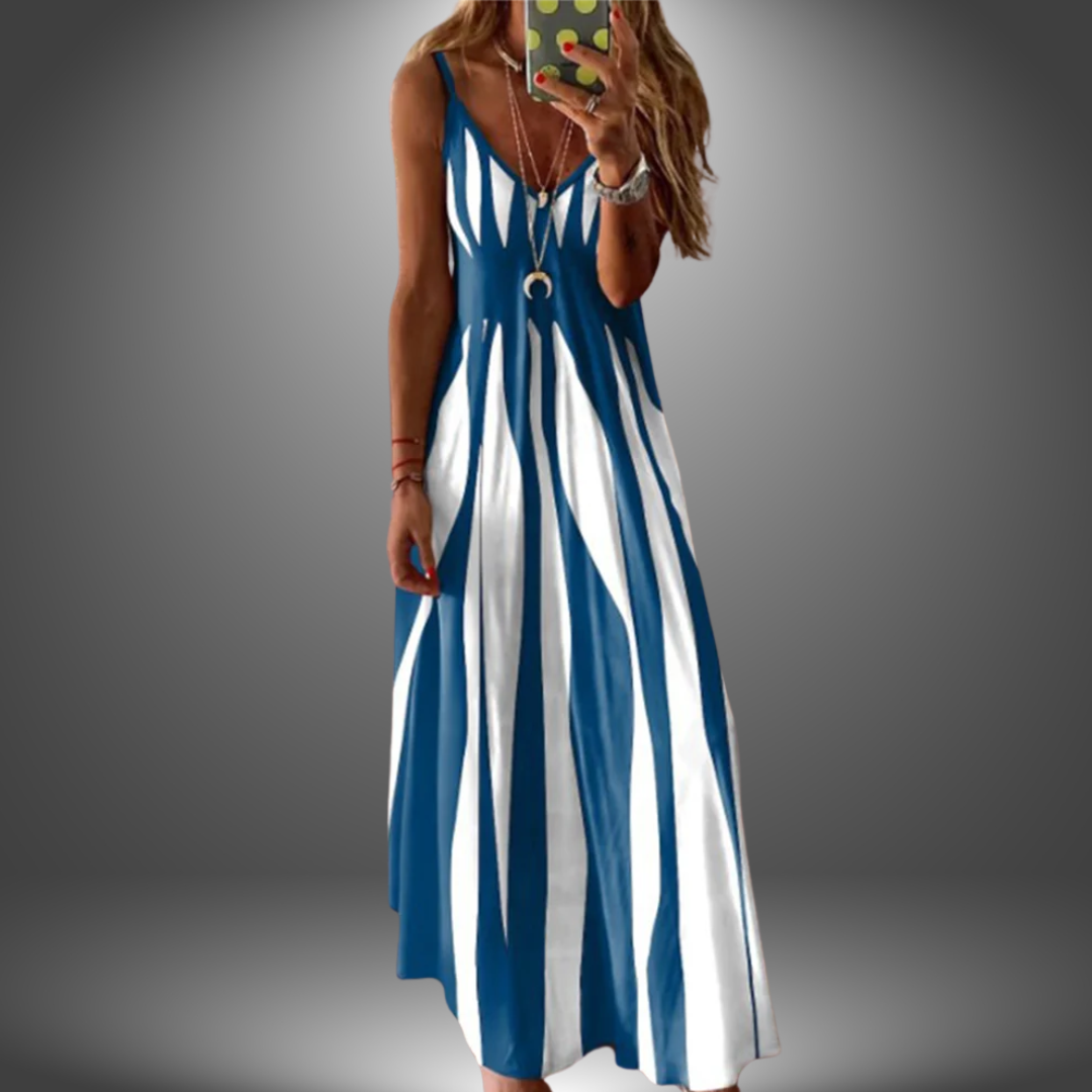 Aria - Chic Sleeveless Striped Maxi Dress