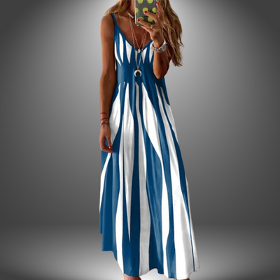 Aria - Chic Sleeveless Striped Maxi Dress