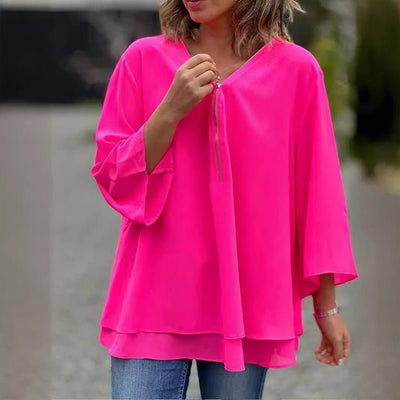 Lorelai | Zippered Chiffon Blouse