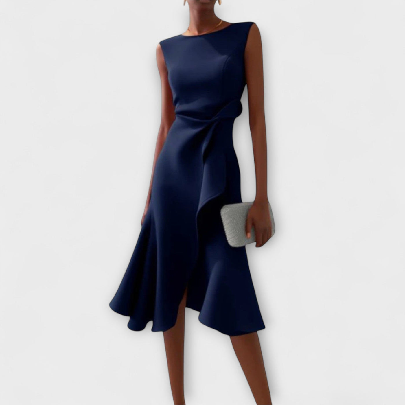 Juliette – Asymmetrical Midi Dress with Draped Design