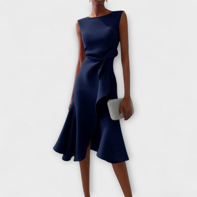 Juliette – Asymmetrical Midi Dress with Draped Design