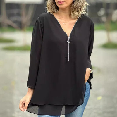 Lorelai | Zippered Chiffon Blouse