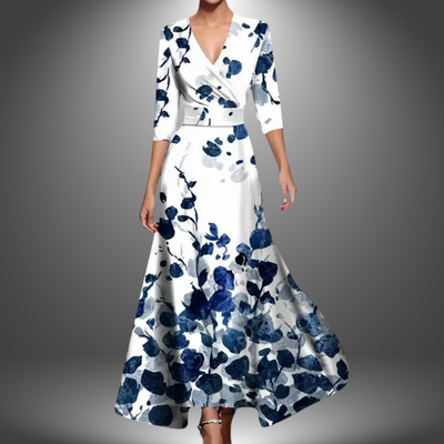 Zora - Elegant V-Neck Bohemian Maxi Dress with Half Sleeves