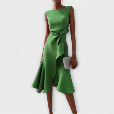 Juliette – Asymmetrical Midi Dress with Draped Design