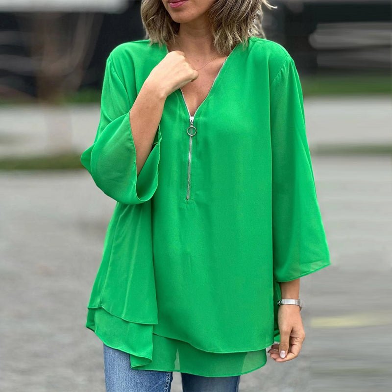 Lorelai | Zippered Chiffon Blouse