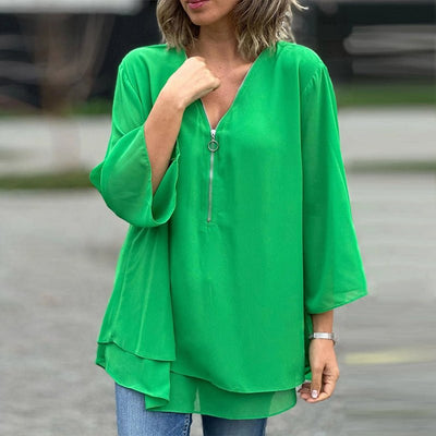 Lorelai | Zippered Chiffon Blouse