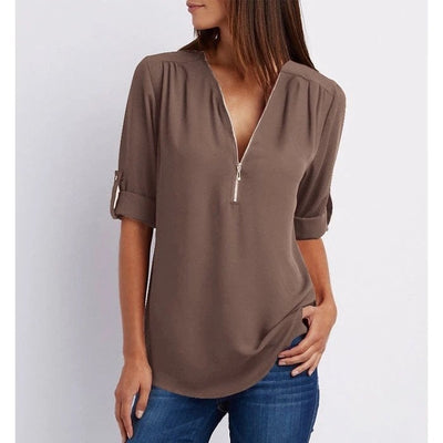 Gwen | Stylish Zip-Up Blouse