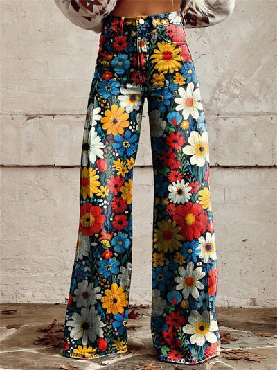 Charlotte™ - Cozy Floral Print Wide-Leg Trousers in Vibrant Colors