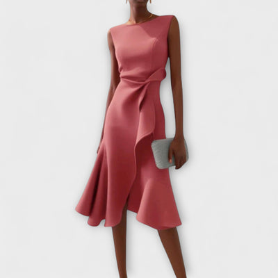 Juliette – Asymmetrical Midi Dress with Draped Design