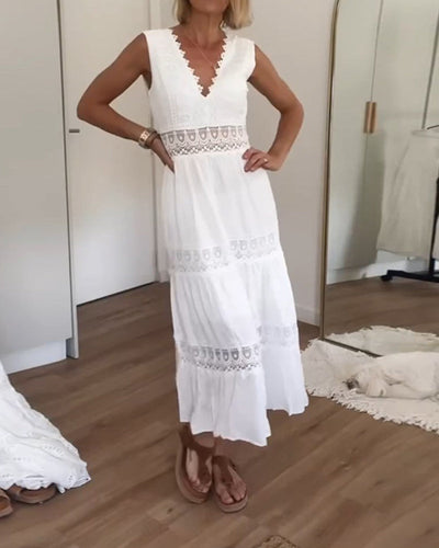 Aurélie™ | Chic V-Neck Lace Dress