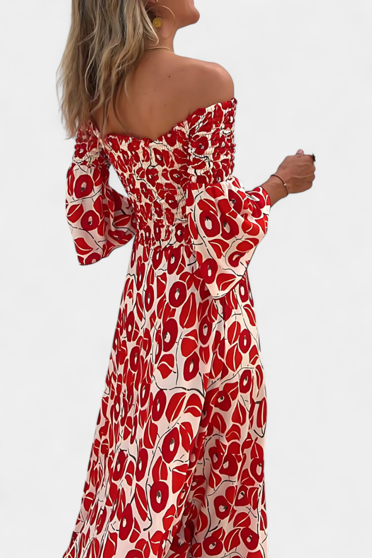 Off-the-Shoulder Sea Floral Dress