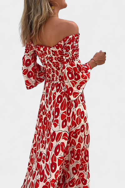 Off-the-Shoulder Sea Floral Dress