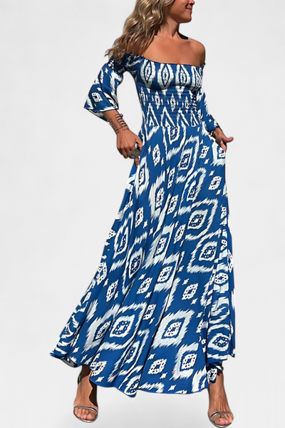 Off-the-Shoulder Sea Floral Dress