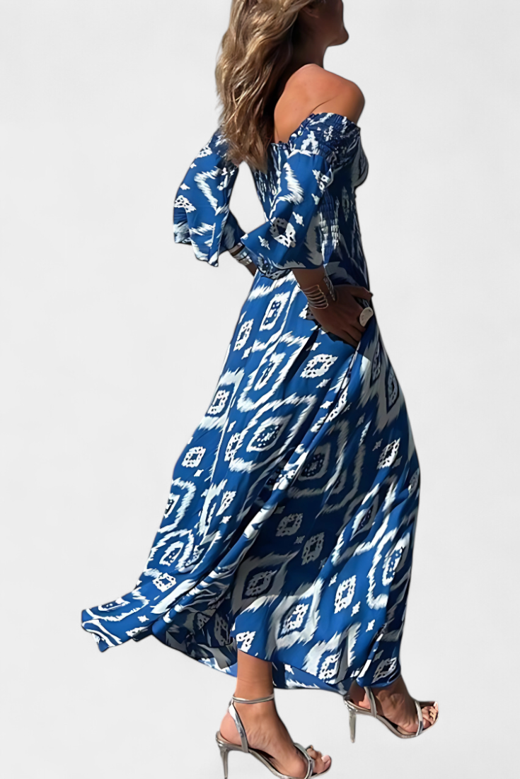 Off-the-Shoulder Sea Floral Dress