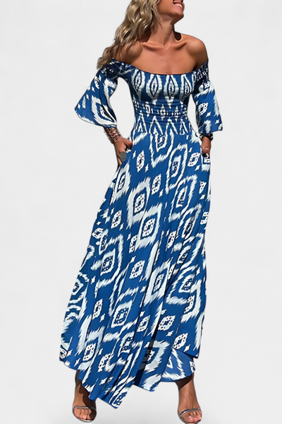 Off-the-Shoulder Sea Floral Dress