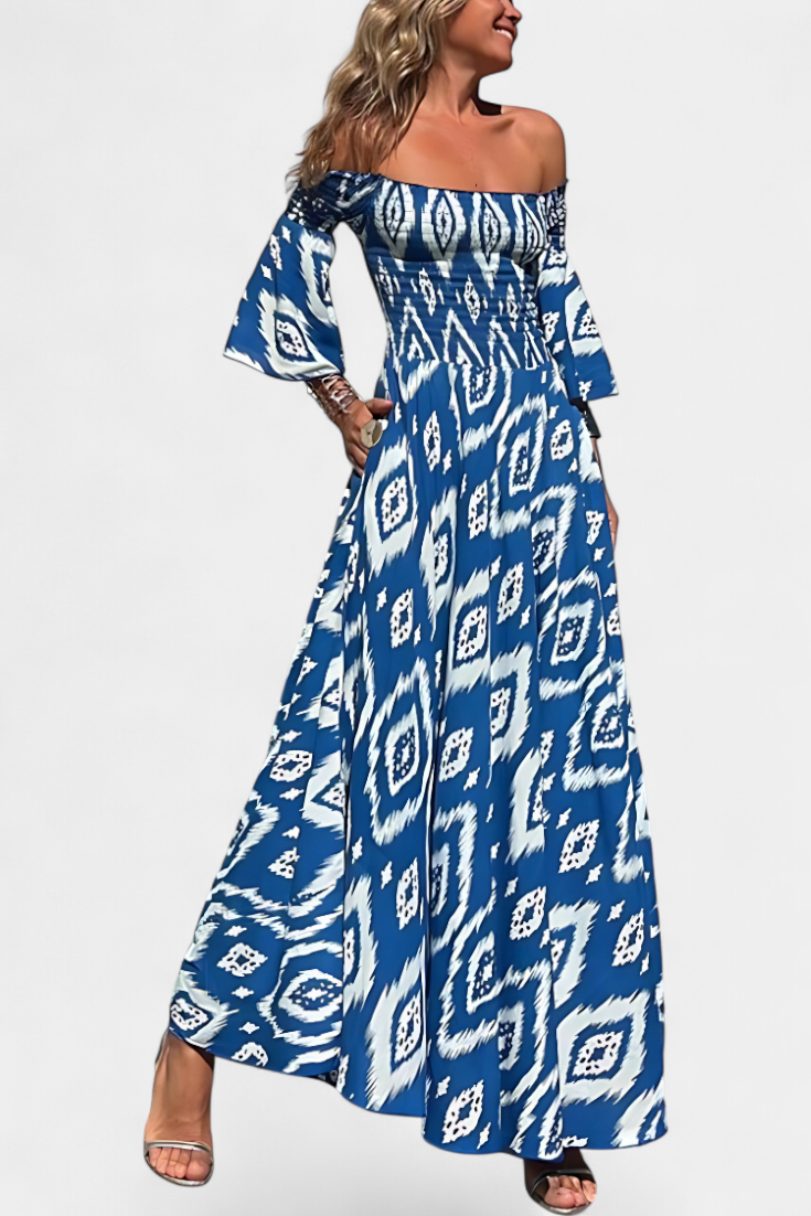 Off-the-Shoulder Sea Floral Dress