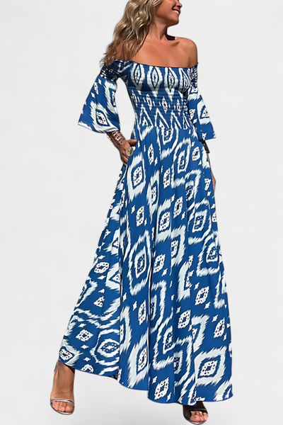 Off-the-Shoulder Sea Floral Dress
