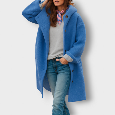 Jenna - Warm women's coat with hood and buttons