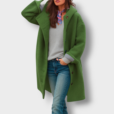 Jenna - Warm women's coat with hood and buttons