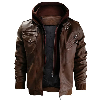 Jacob - Men's Hooded Leather Jacket