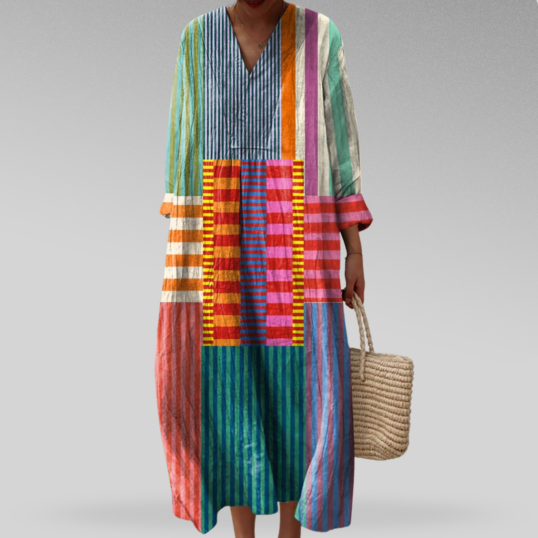 Naomi | Color-Blocked Maxi Dress with Breezy Style