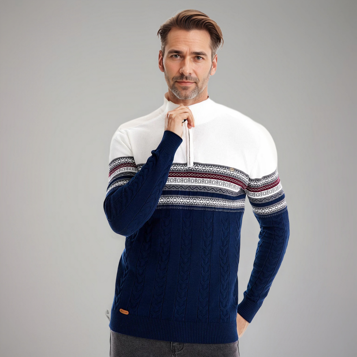 Henry™ - Chic Fair Isle Half-Zip Sweater