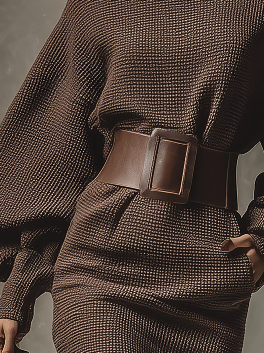 Madison | Short knitted dress with structured belt