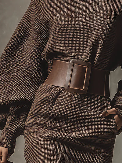 Madison | Short knitted dress with structured belt