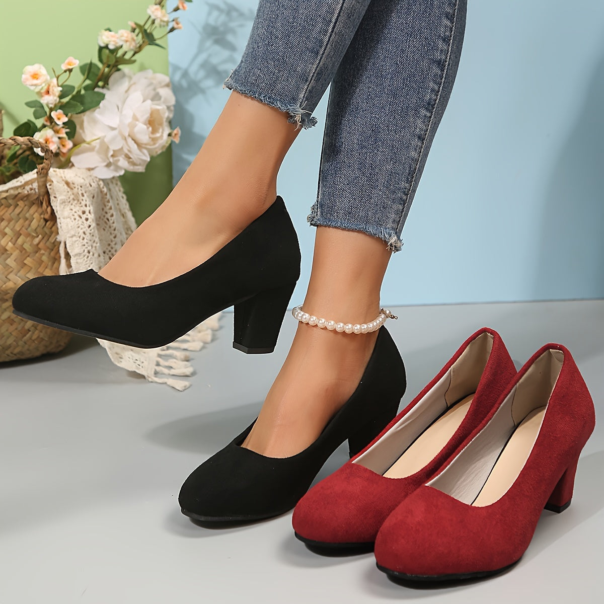 Lauren™ – Wide Toe Pumps with Stable Heel