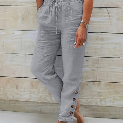 Linnea™ – Tailored Slim Straight Cotton Trousers