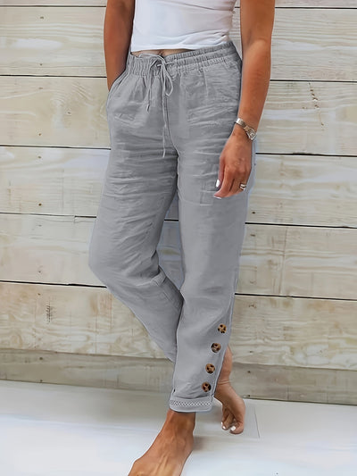 Linnea™ – Tailored Slim Straight Cotton Trousers