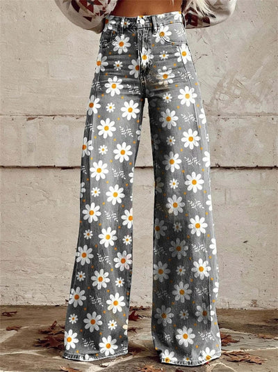 Charlotte™ - Cozy Floral Print Wide-Leg Trousers in Vibrant Colors