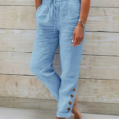 Linnea™ – Tailored Slim Straight Cotton Trousers