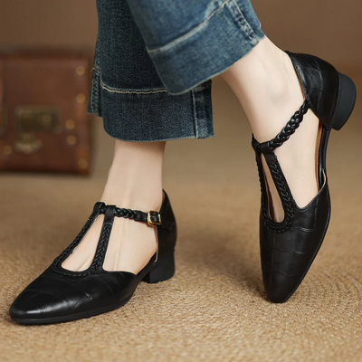 Orthopedic Leather Heels – Elegant Comfort Shoes with Support & Stability