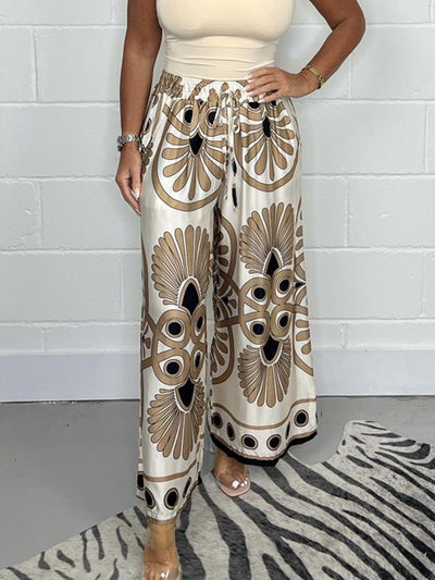 Sally | Stylish Satin Track Pants with Trendy Print