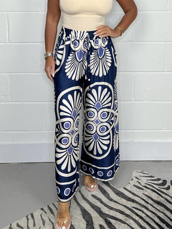 Sally | Stylish Satin Track Pants with Trendy Print