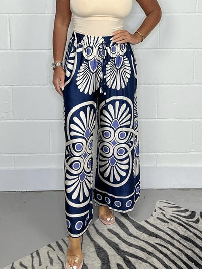 Sally | Stylish Satin Track Pants with Trendy Print