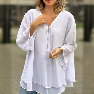Lorelai | Zippered Chiffon Blouse